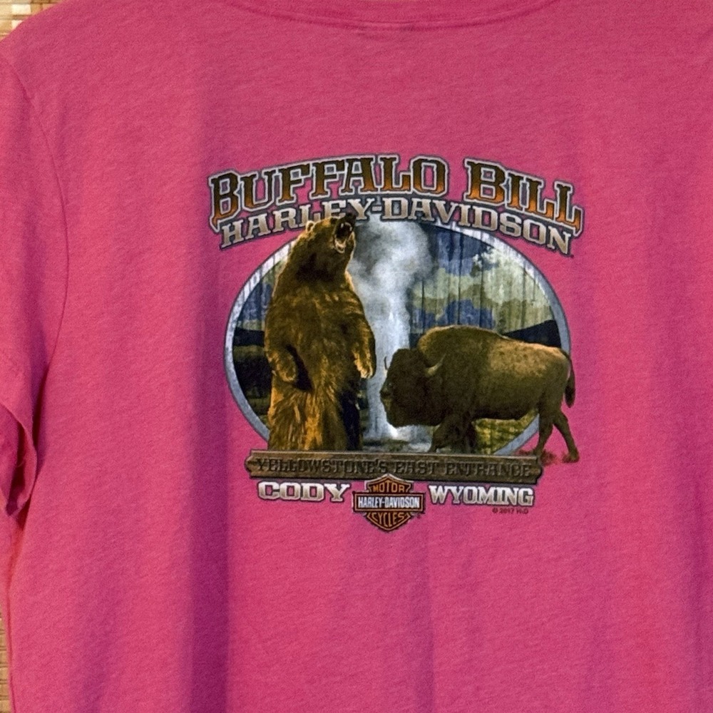Harley Davison Womens XL Pink T Shirt Buffalo Bill Bikercore Streetwear Festival - Picture 4 of 8